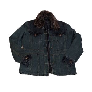 Braetan Womens Jean Jacket Sz L Y2K Gilmore Girls Denim Removable Fake Western